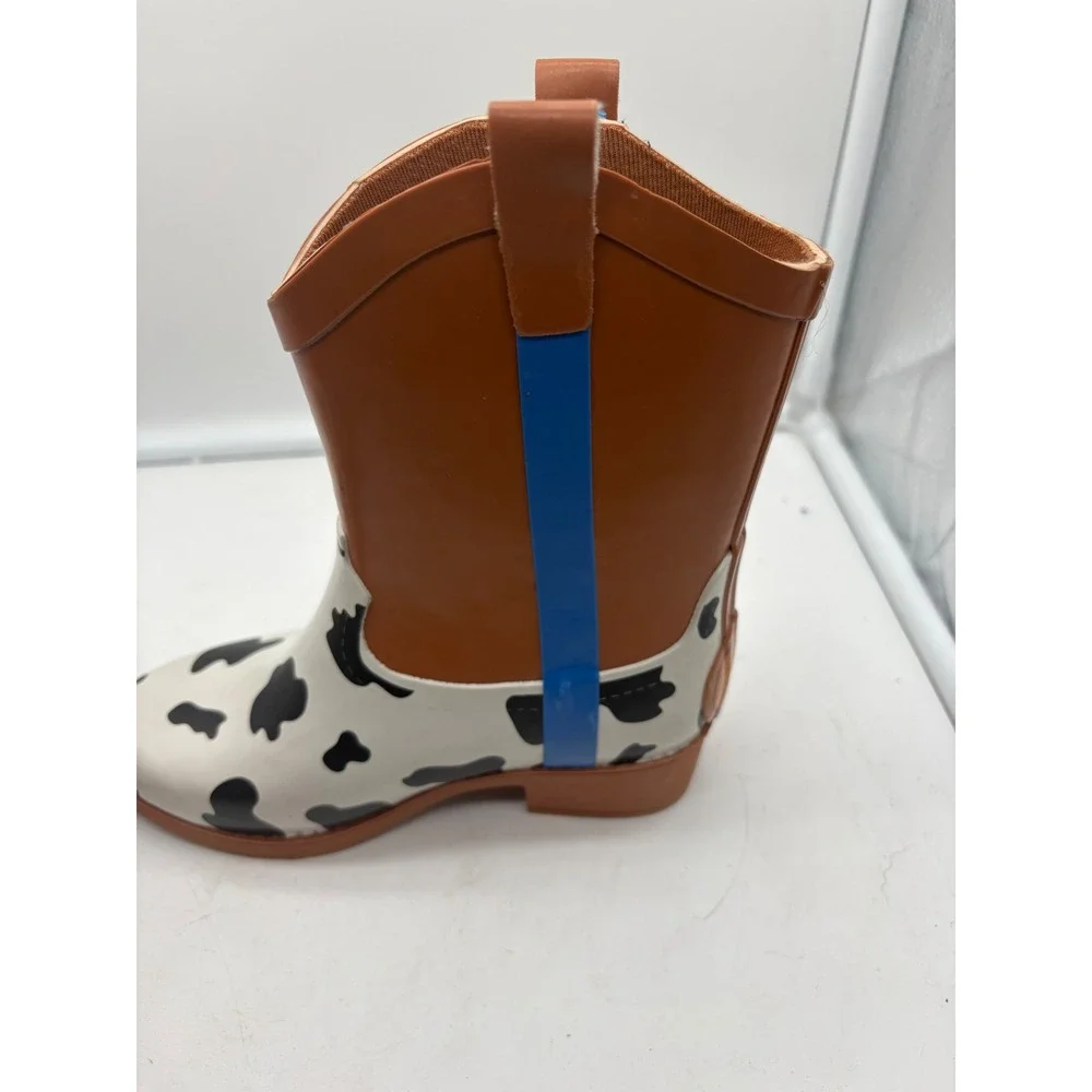 Disney Pixar Toy Story Toddler Rain Boots Woody Jessie Cow Print size 9/10